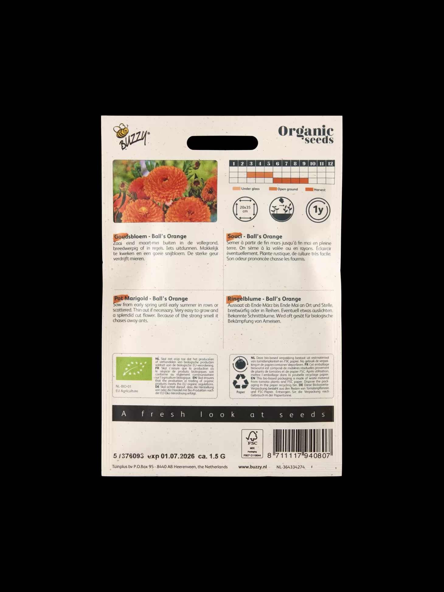 Søstrene Grene Buzzy® økologiske Ball's Orange Morgenfruefrø